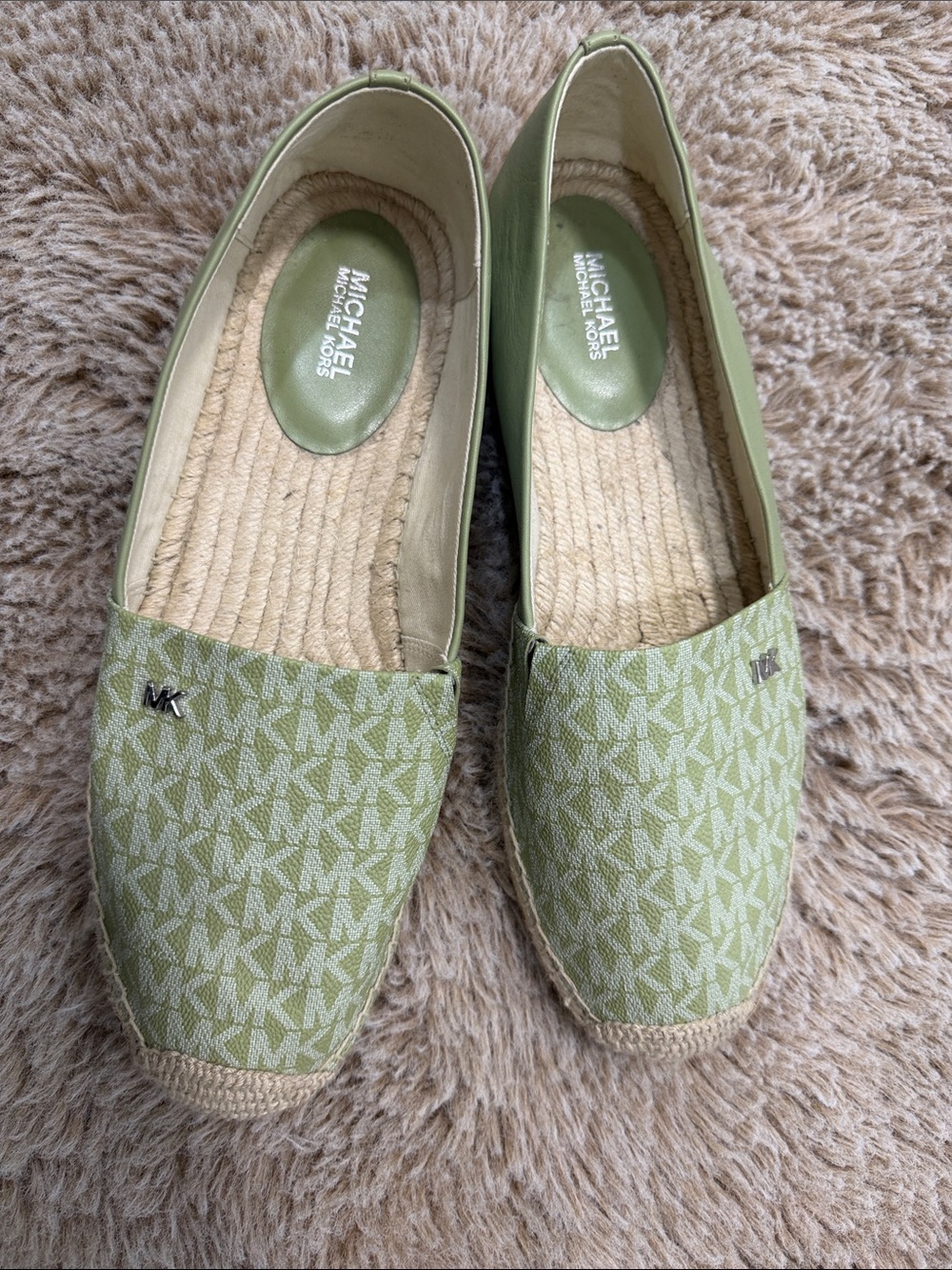 Michael Kors MK Logo Green Espadrille Flats